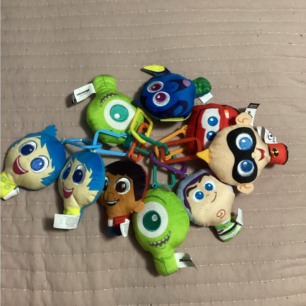 McDonald’s Pixar Character Plush Keychain Lot Inside Out Monsters Inc Toy Story